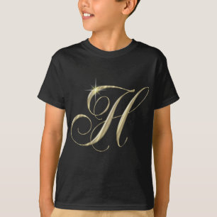 T-shirt Lettre or H Monogramme Cadeau initial