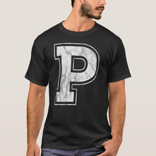 T-SHIRT LETTRE P MAJUSCULE MONOGRAPHIQUE INITIAL (Devant)