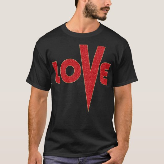 T-shirt Lettre Parties scintillant Love Rouge Et Or Art (Devant)