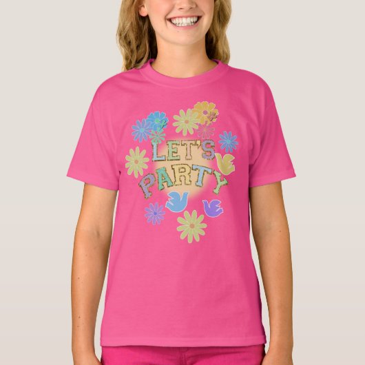 T-shirt Lettre Patch Anniversaire Parti Rétro Preppy Hippi (Devant)