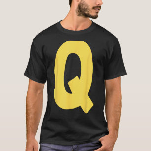 T-shirt Lettre Q grande et gras en jaune 1