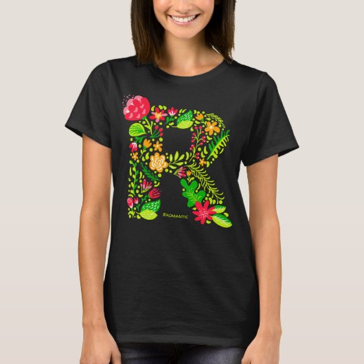 T-shirt lettre R en fleurs (Devant)