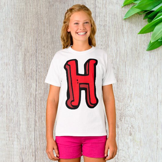 T-shirt Lettre rouge gras H Fun Alphabet