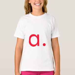 T-shirt Lettre rouge Monogramme initiale Plaque moderne