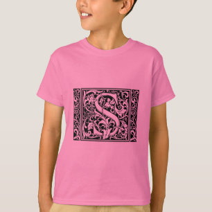T-shirt Lettre S Monogramme médiéval Art Nouveau