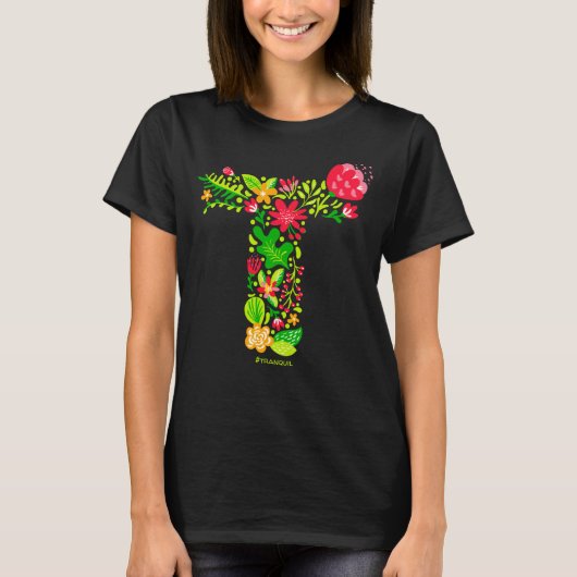 T-shirt lettre T en fleurs (Devant)