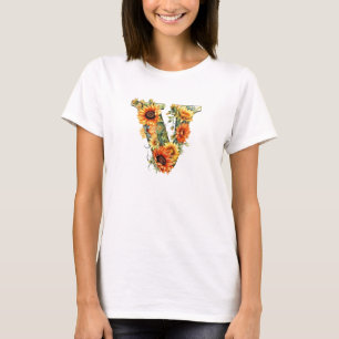 T-shirt Lettre Tournesol V Chemise graphique pour femmes m