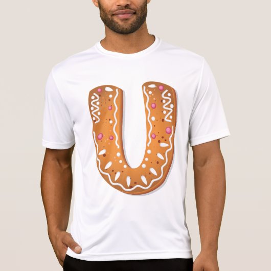 T-shirt Lettre U en pain d'épices Monogramme Cookie de fêt (Devant)