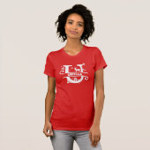 T-shirt Lettre U Noël Monogramme Nom initial Rouge (Devant entier)