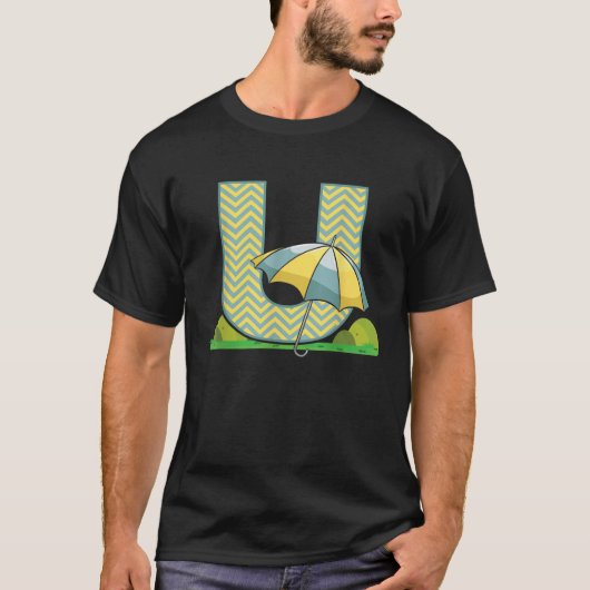 T-shirt Lettre U Umbrella Alphabet Nom Vowel Initial (Devant)