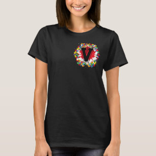 T-shirt Lettre V initiale Sensibilisation sur l'autisme pe