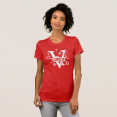 T-shirt Lettre V Noël Monogramme Nom initial Rouge (Devant entier)