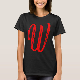 T-shirt Lettre W Alphabet Grand Rouge Graphique Initial