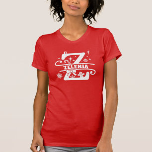 T-shirt Lettre X Noël Monogramme Nom initial Rouge  