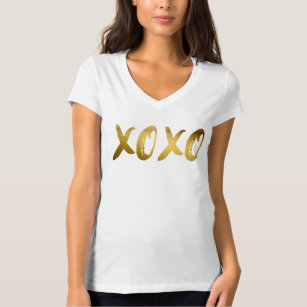 T-shirt LETTRE XOXO Gold Foil Concepteur de typographie d'