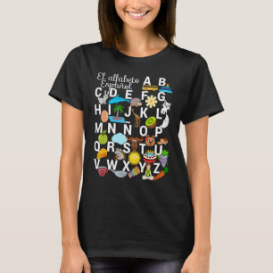 T-shirt Lettres Alphabet Espagnol avec photos. Se souvenir