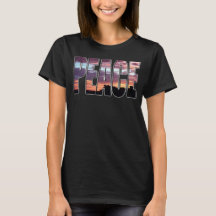 T-Shirt Lettres de Coucher de Soleil Paix