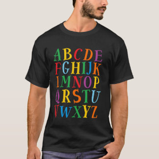 T-shirt Lettres de couleur amusantes Alphabet Apprendre le