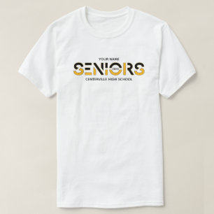 T-shirt Lettres découpées en noir et jaune pour personnes 