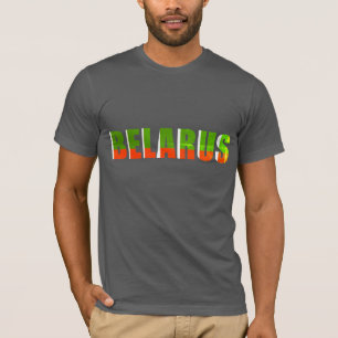 T-shirt Lettres funky Biélorussie Б е л р а у с Drapeau ь