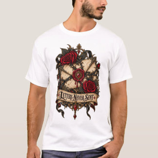 T-shirt Lettres jamais envoyées Rose gothique et design de