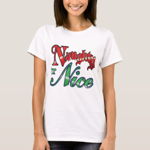 T-shirt Lettres rouges rétro Noël, Naughty ou Nice