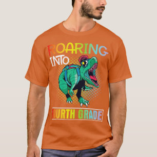 T-shirt L'Étudiant Dinosaure Revient À L'École En Train D'