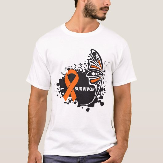 T-shirt Leucémie abstraite de papillon de survivant (Devant)
