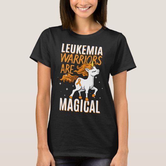 T-shirt Leucémie guerrier Magique Unicorne Orange Ruban He (Devant)