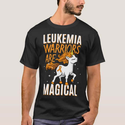 T-shirt Leucémie guerrier Magique Unicorne Orange Ruban He (Devant)