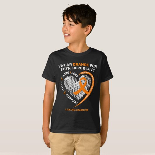 T-shirt Leucémie orange Conscience Foi Espoir Amour Christ (Devant entier)