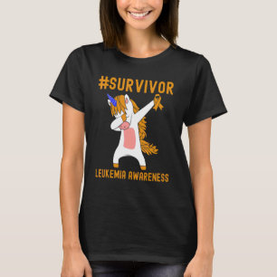 T-shirt Leucémie Survivor Dabbing Unicorn Holding Orange R