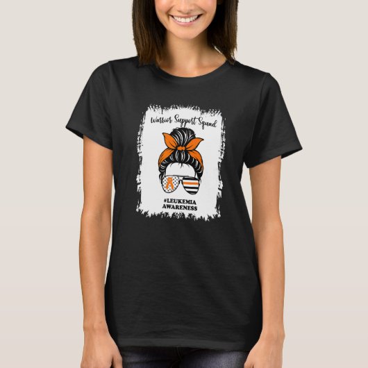 T-shirt Leukemia Awareness Warrior Support Squad Messy Bun (Devant)