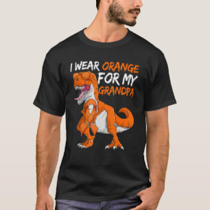 T-shirt Leukemia Dinosaur Je Porte Orange Pour Mon Grand-P