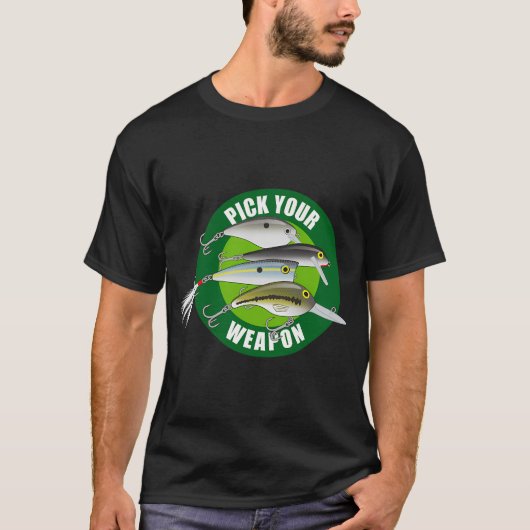 T-shirt Leurres de pêche Pick Your Weapon - Vert sur Vert (Devant)
