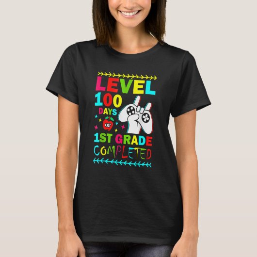 T-shirt Level 100 Days Of 1st Grade Primary School Game Co (Devant)