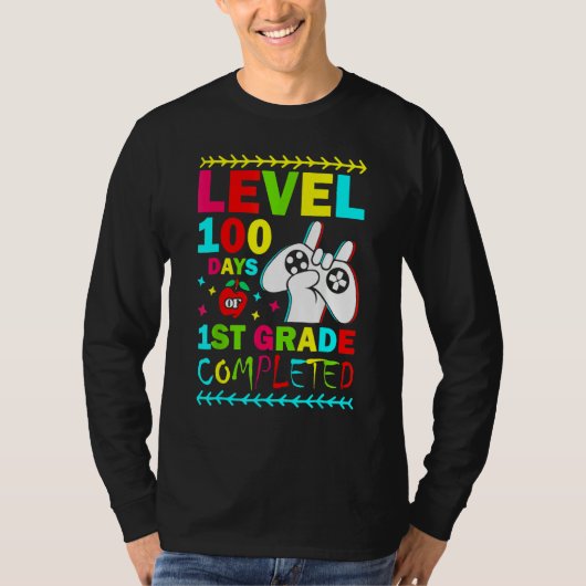 T-shirt Level 100 Days Of 1st Grade Primary School Game Co (Devant)
