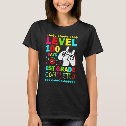 T-shirt Level 100 Days Of 1st Grade Primary School Game Co (Devant)
