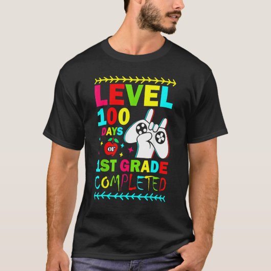 T-shirt Level 100 Days Of 1st Grade Primary School Game Co (Devant)