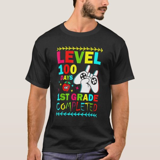 T-shirt Level 100 Days Of 1st Grade Primary School Game Co (Devant)