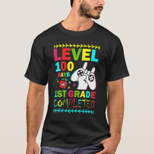 T-shirt Level 100 Days Of 1st Grade Primary School Game Co (Devant)