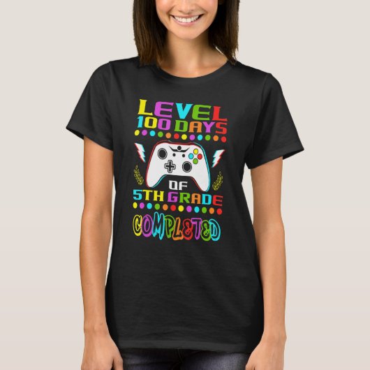 T-shirt Level 100 Days Of 5th Grade Primary School Game Co (Devant)