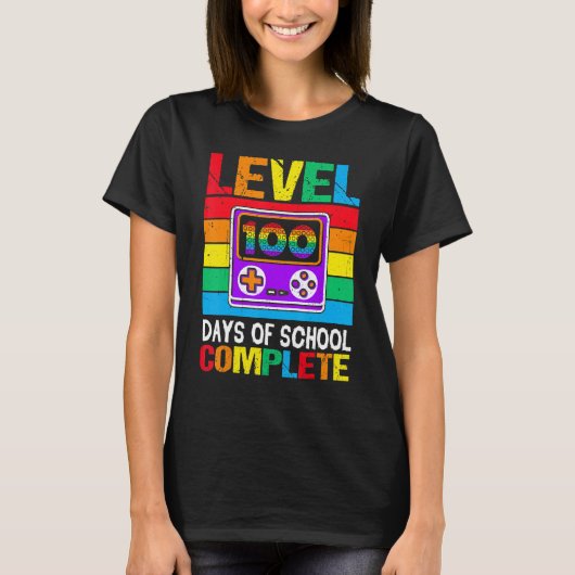 T-shirt Level 100 Days of School Completed Rainbow Video G (Devant)