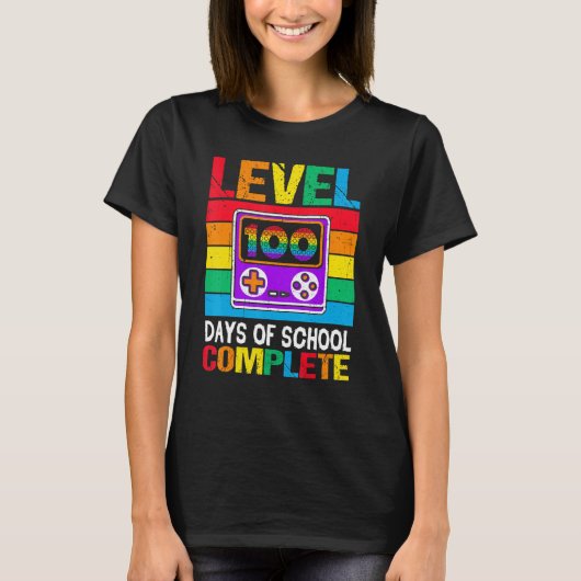 T-shirt Level 100 Days of School Completed Rainbow Video G (Devant)