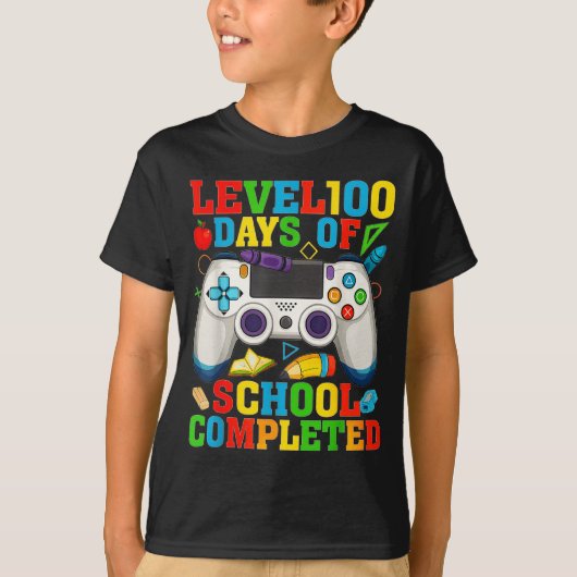 T-shirt Level 100 Days Of School Unlocked Boys 100th Day O (Devant)