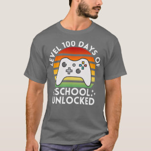 T-shirt Level 100 Days Of School Unlocked Funny Gaming Kid