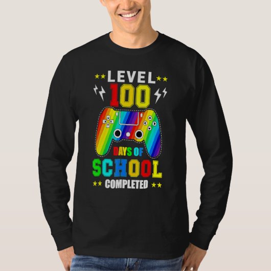 T-shirt Level 100 Days Of School Unlocked Gamer Video Game (Devant)