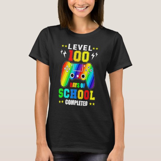 T-shirt Level 100 Days Of School Unlocked Gamer Video Game (Devant)