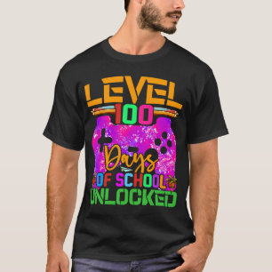 T-shirt Level 100 Days Of School Unlocked Gaming Smarter G