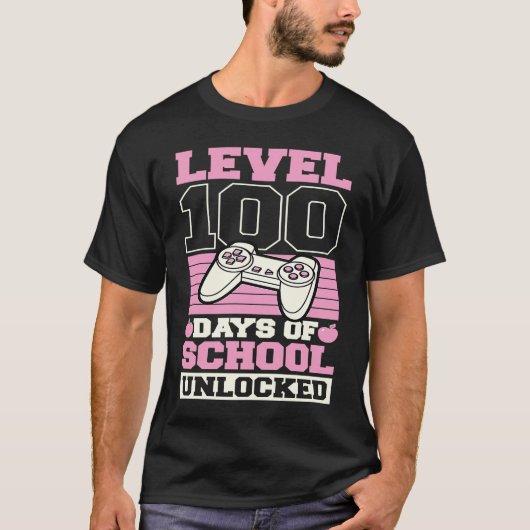 T-shirt Level 100 Days Of School Unlocked Video Games Game (Devant)